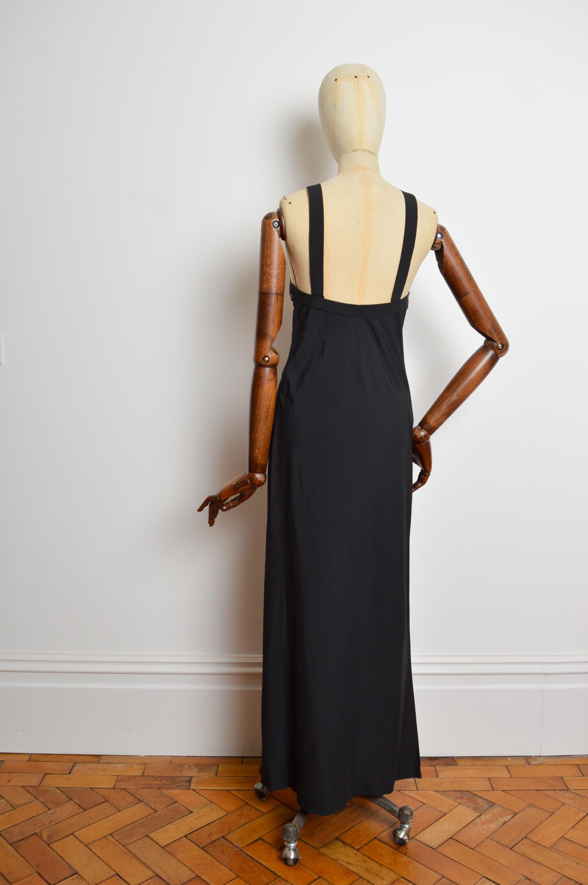 Printemps 1994 Yves Saint Laurent Up&Up Robe de cocktail longue noire avec fente sur la jambe. en vente 3