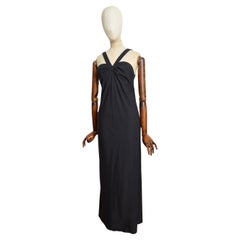 Frühjahr 1994 Yves Saint Laurent Elega Schwarzes Maxicocktailkleid mit Schlitz am Bein