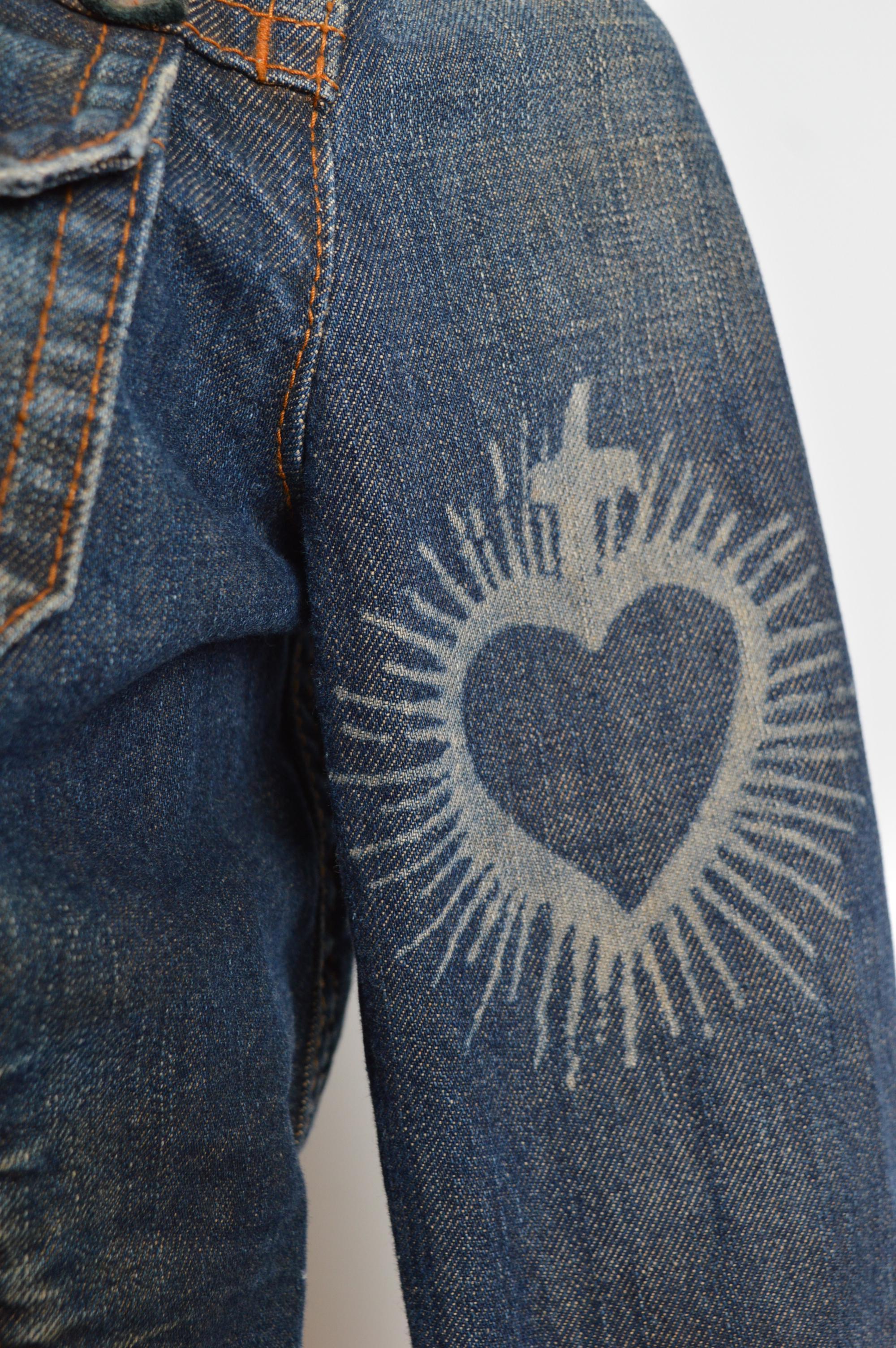 2005 Chaqueta Dsquared2 de cuero con flecos y denim angustiado occidental en venta 1