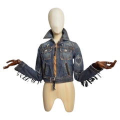 2005 Dsquared2 fringed leather & Denim distressed Western Jacket