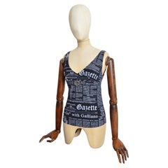 2000s John Galliano Vintage Gazette newspaper print Y2K tank top - vest