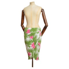 Printemps 2004 CÉLINE by Michael Kors Jupe taille basse Y2k avec imprimé feuilles de palmier