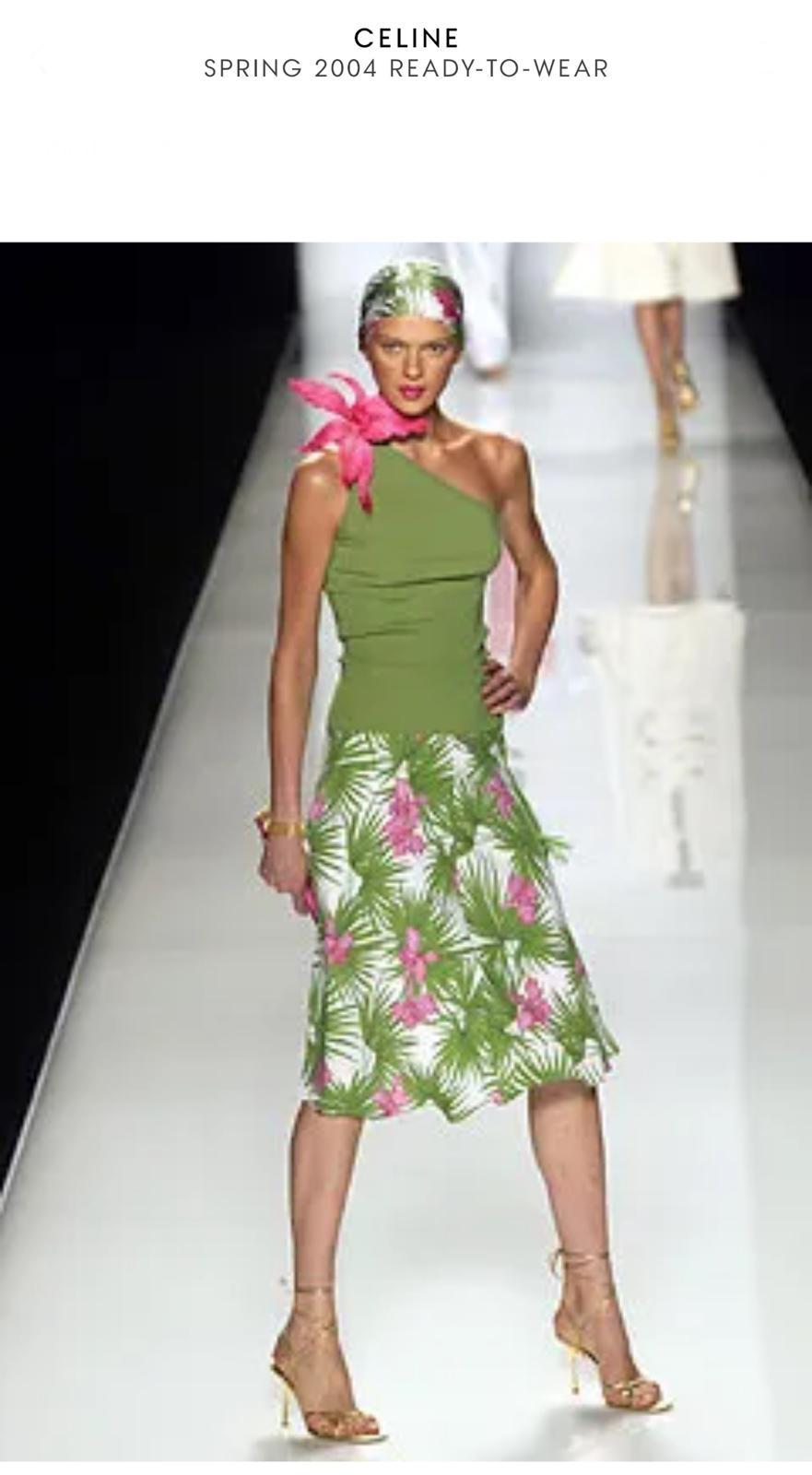 Printemps 2004 CÉLINE by Michael Kors Jupe taille basse Y2k avec imprimé feuilles de palmier Unisexe en vente