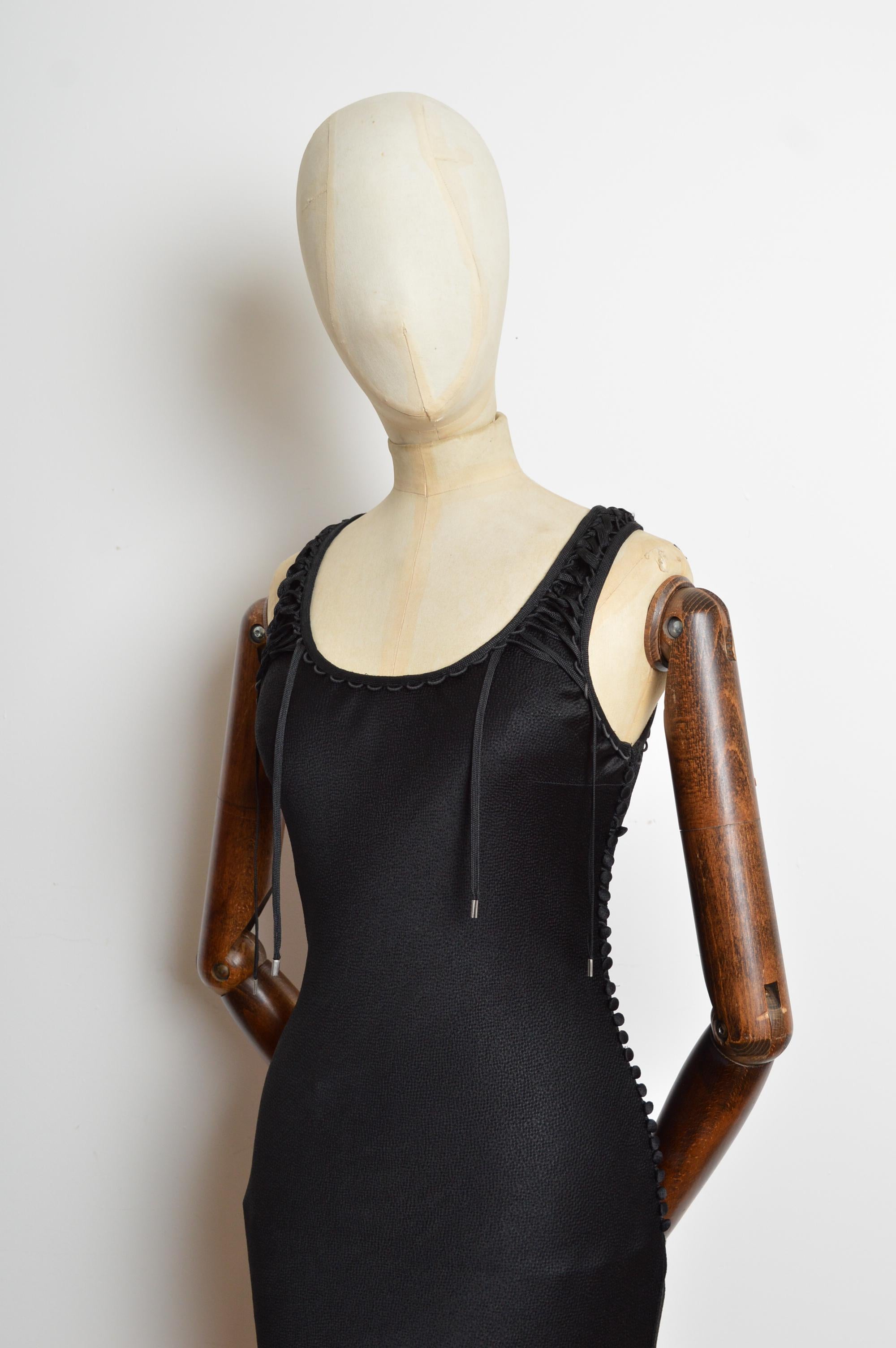 A/W 2003 Christian Dior John Galliano schwarzes Maxi-langes Abendkleid aus Satin (Schwarz) im Angebot