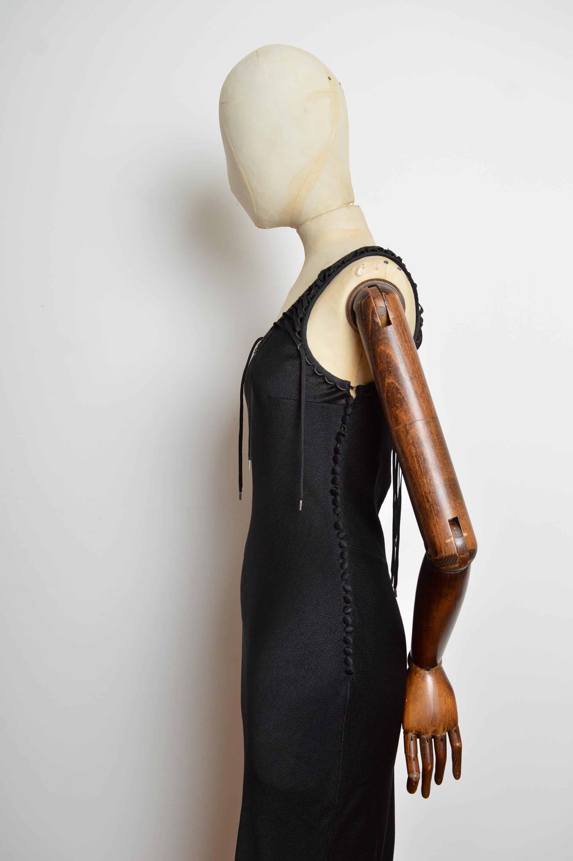 A/W 2003 Christian Dior John Galliano schwarzes Maxi-langes Abendkleid aus Satin im Angebot 3