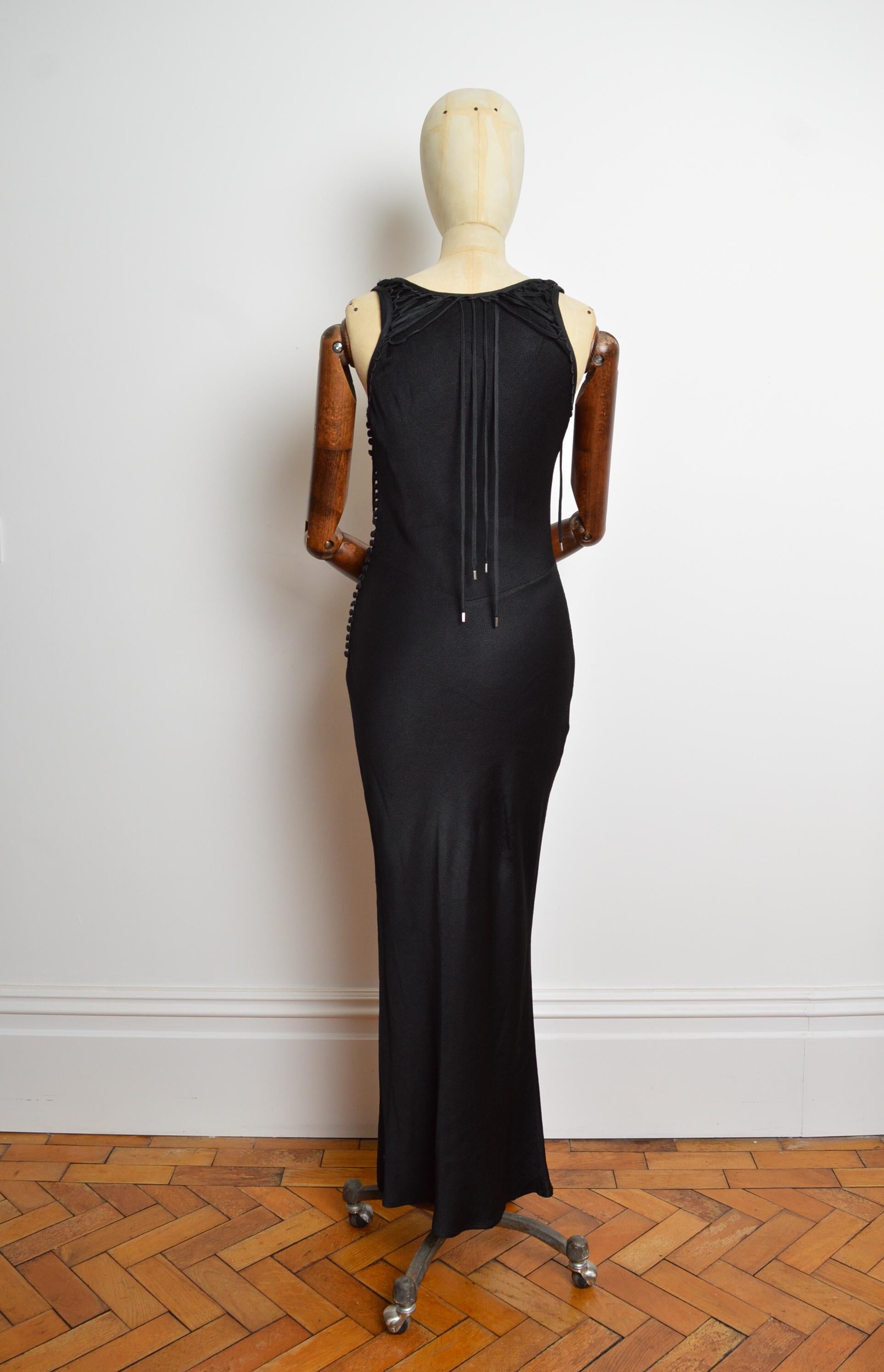 A/W 2003 Christian Dior John Galliano schwarzes Maxi-langes Abendkleid aus Satin im Angebot 7