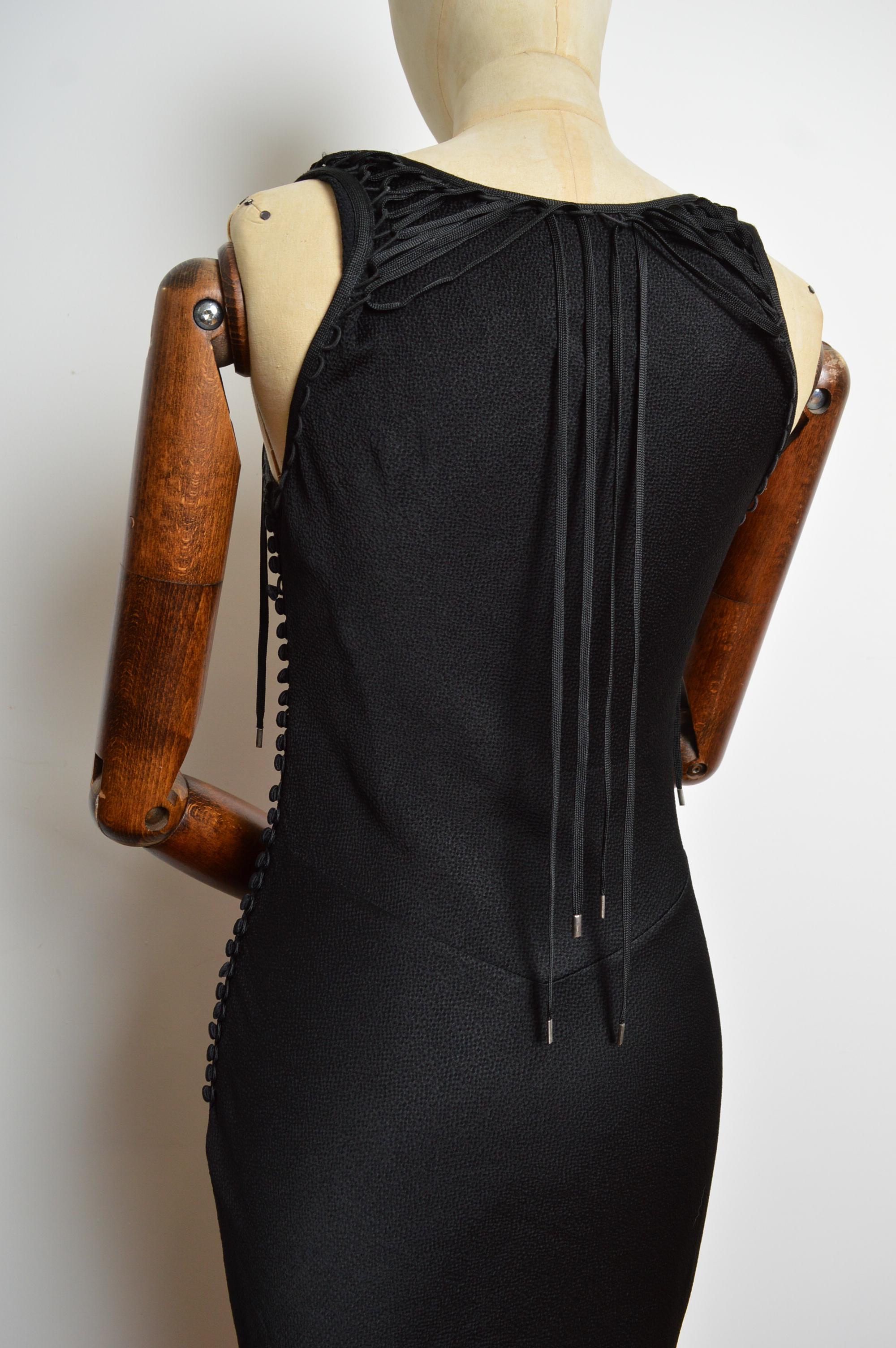 A/W 2003 Christian Dior John Galliano schwarzes Maxi-langes Abendkleid aus Satin im Angebot 8