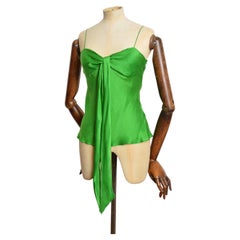 2005 Alexander McQueen Apple Green Silk Camisole Tank Top - Vest