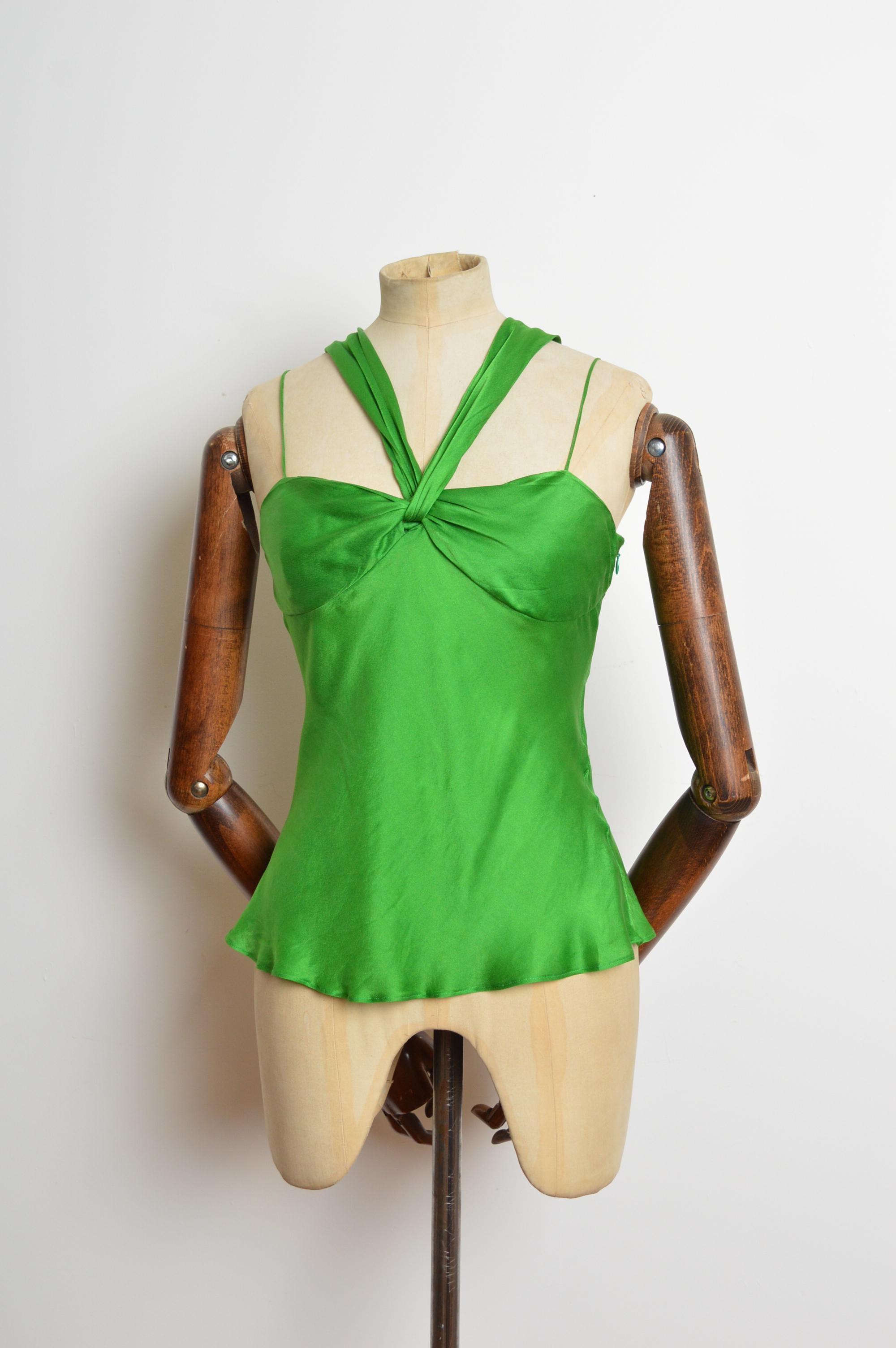 2005 Alexander McQueen Canotta in seta verde mela - Gilet In condizioni buone in vendita a Sheffield, GB