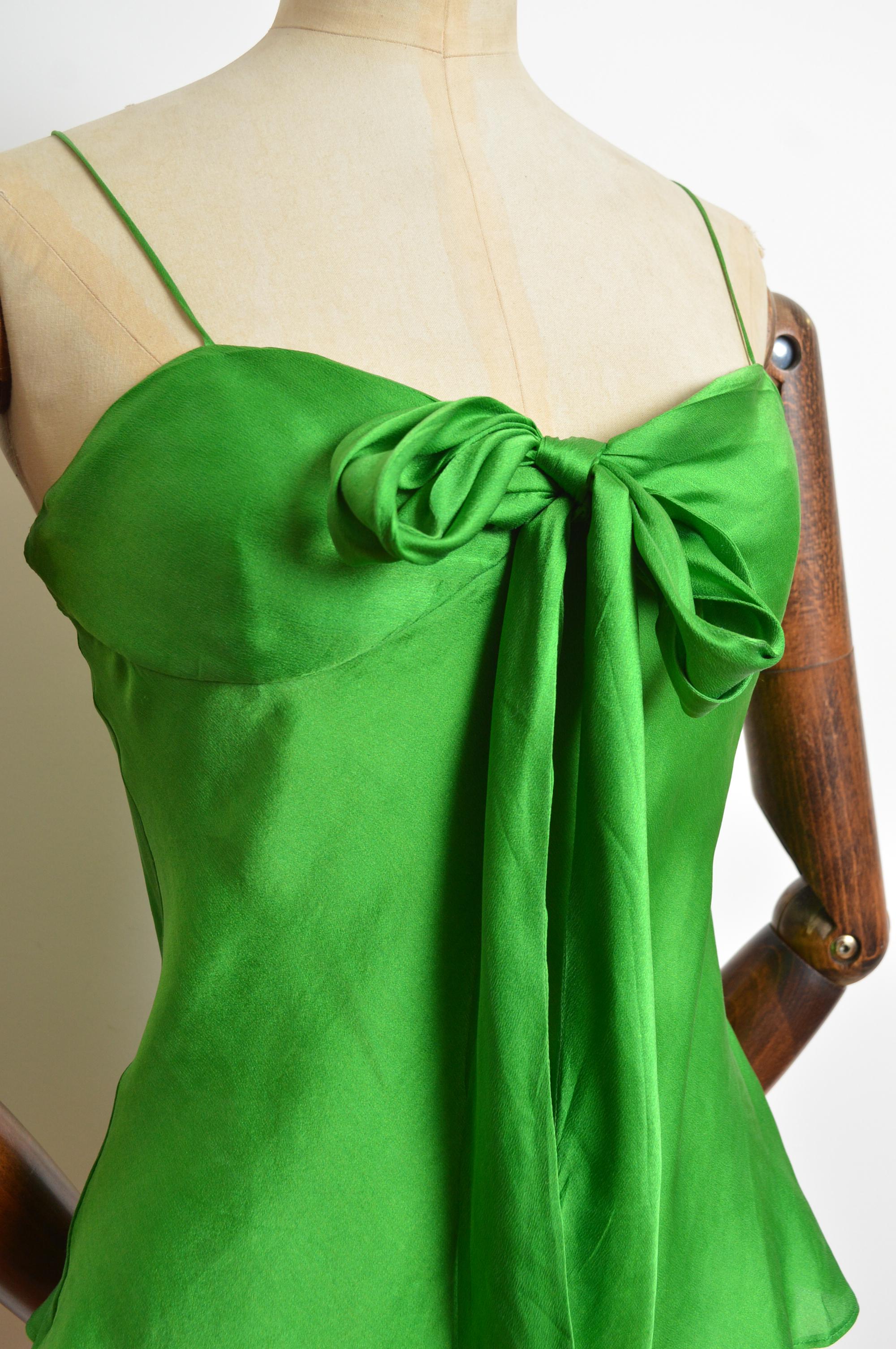 Donna 2005 Alexander McQueen Canotta in seta verde mela - Gilet in vendita