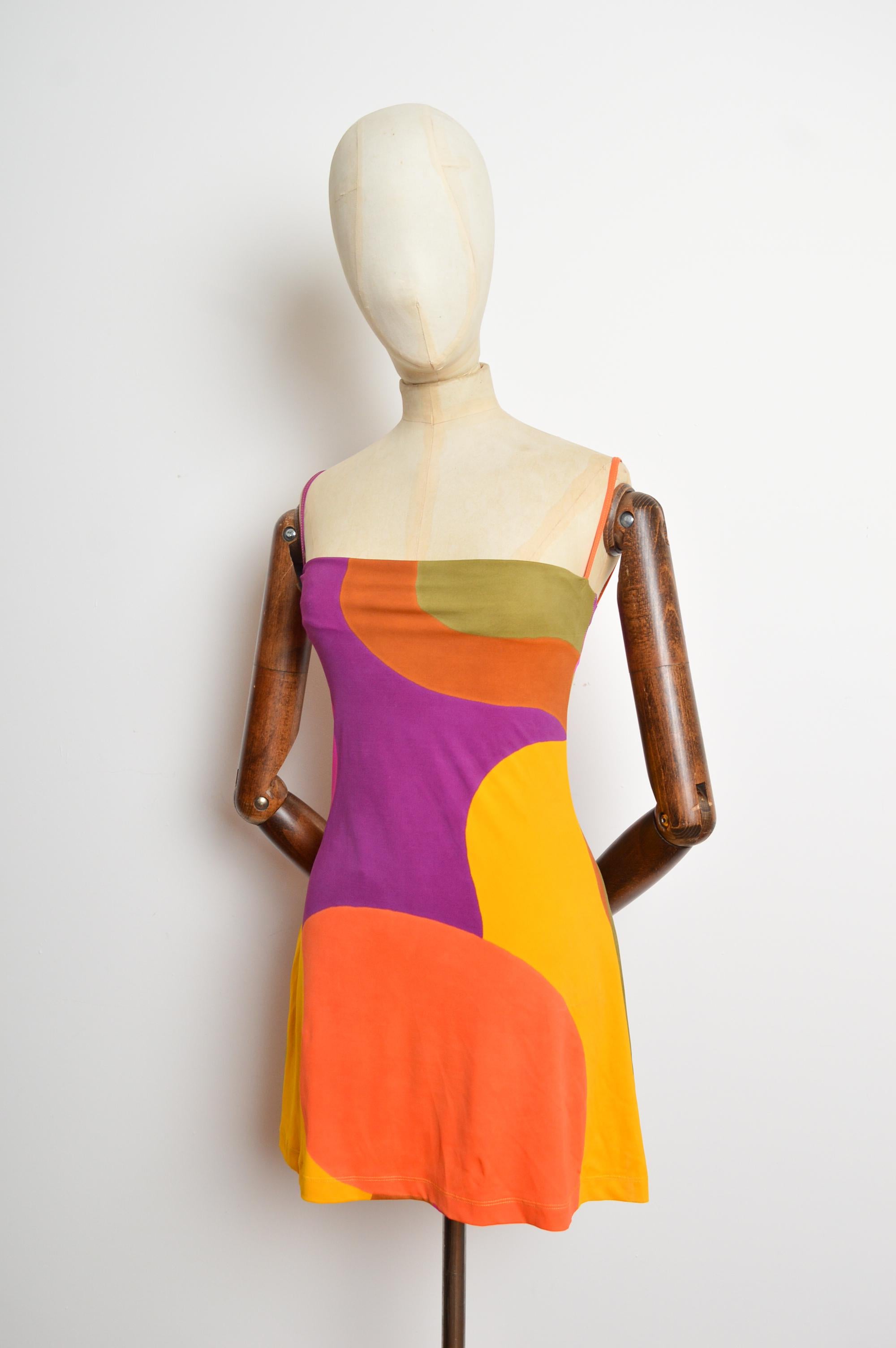 1990's Plein Sud Buntes Vintage Riemchen-Mini-Slipkleid im Zustand „Gut“ im Angebot in Sheffield, GB