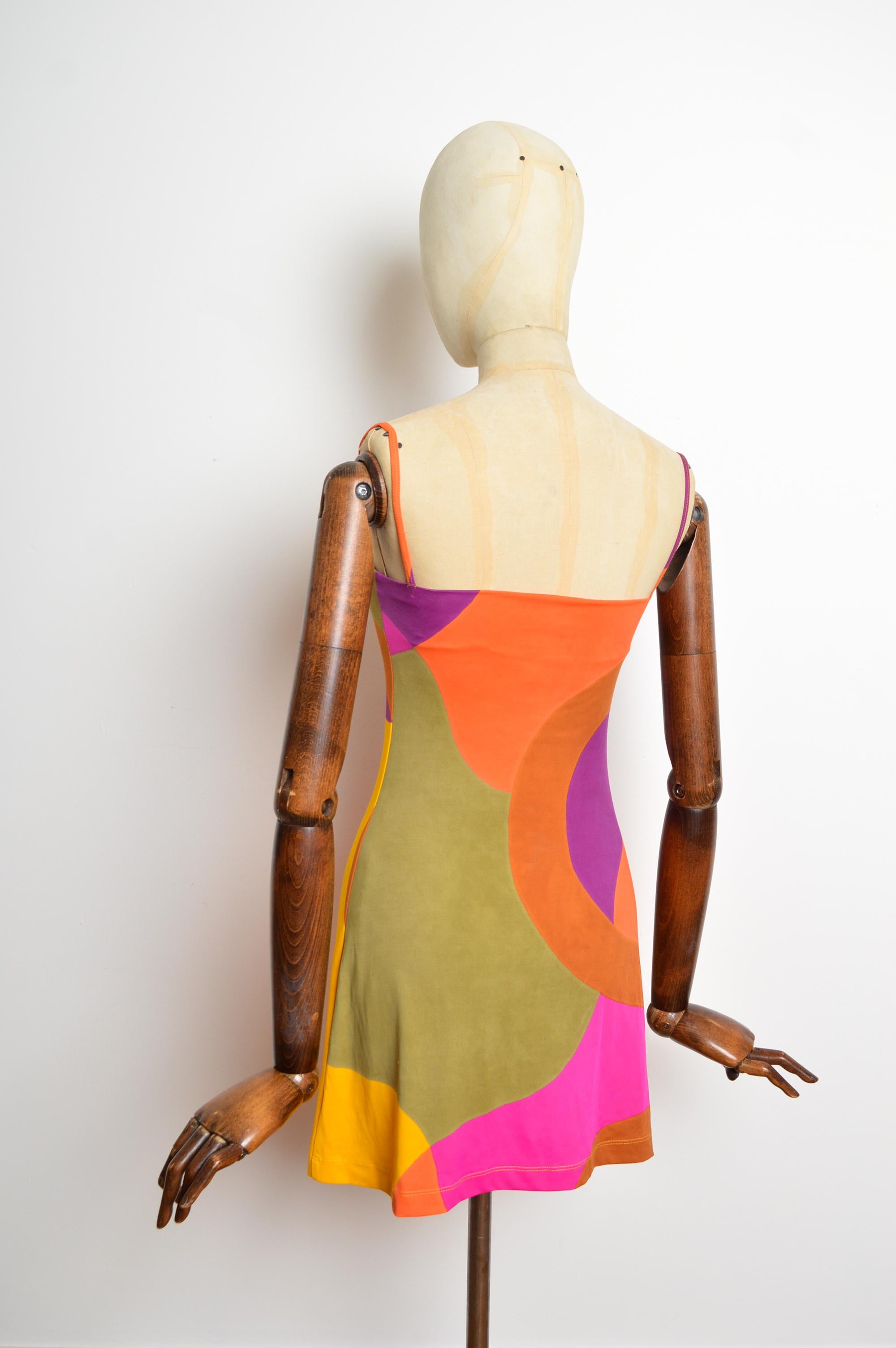 1990's Plein Sud Buntes Vintage Riemchen-Mini-Slipkleid im Angebot 5