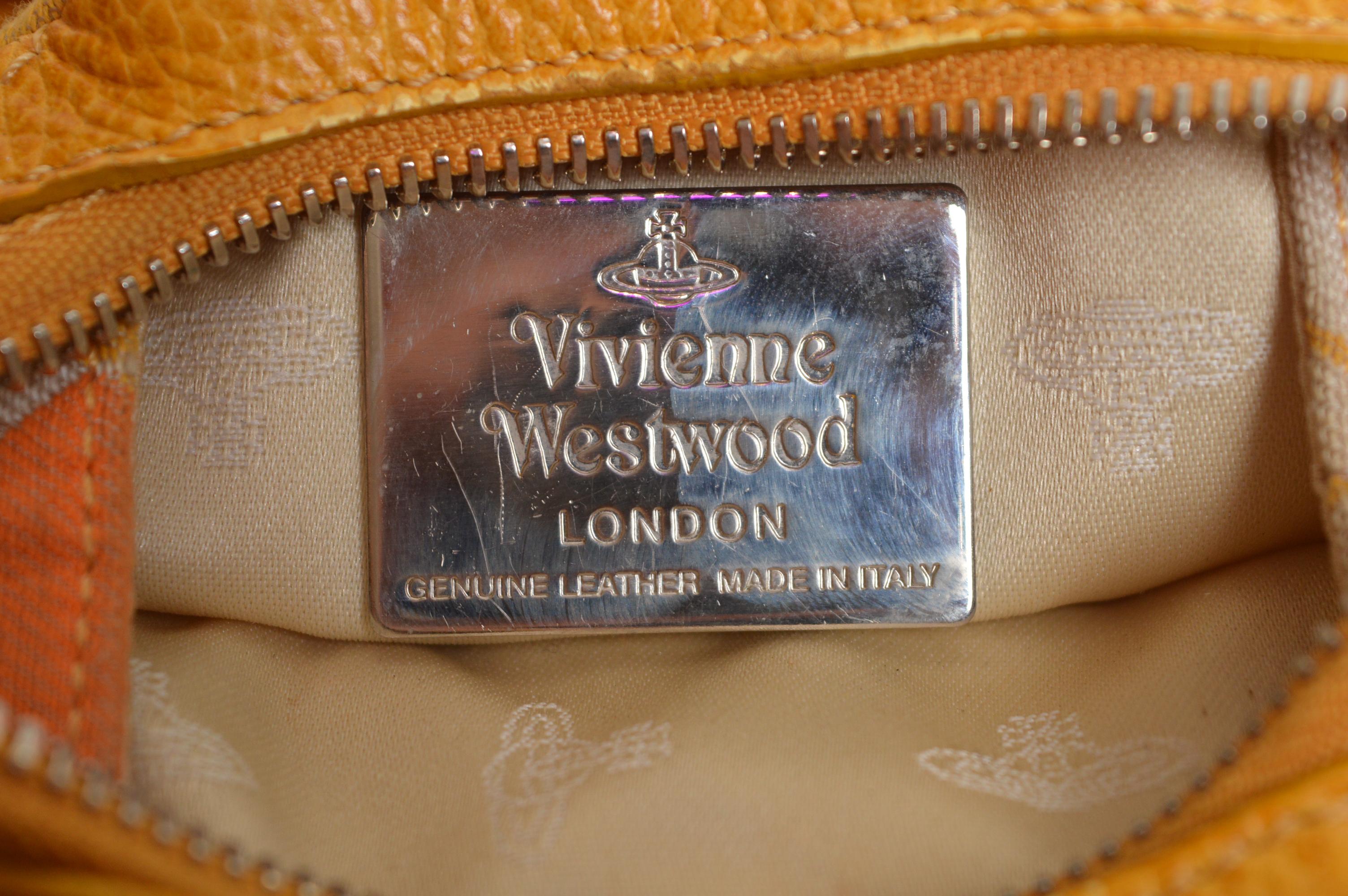 Borsa a mano Vivienne Westwood del 2000 in tela e pelle argyle gialla in miniatura in vendita 8