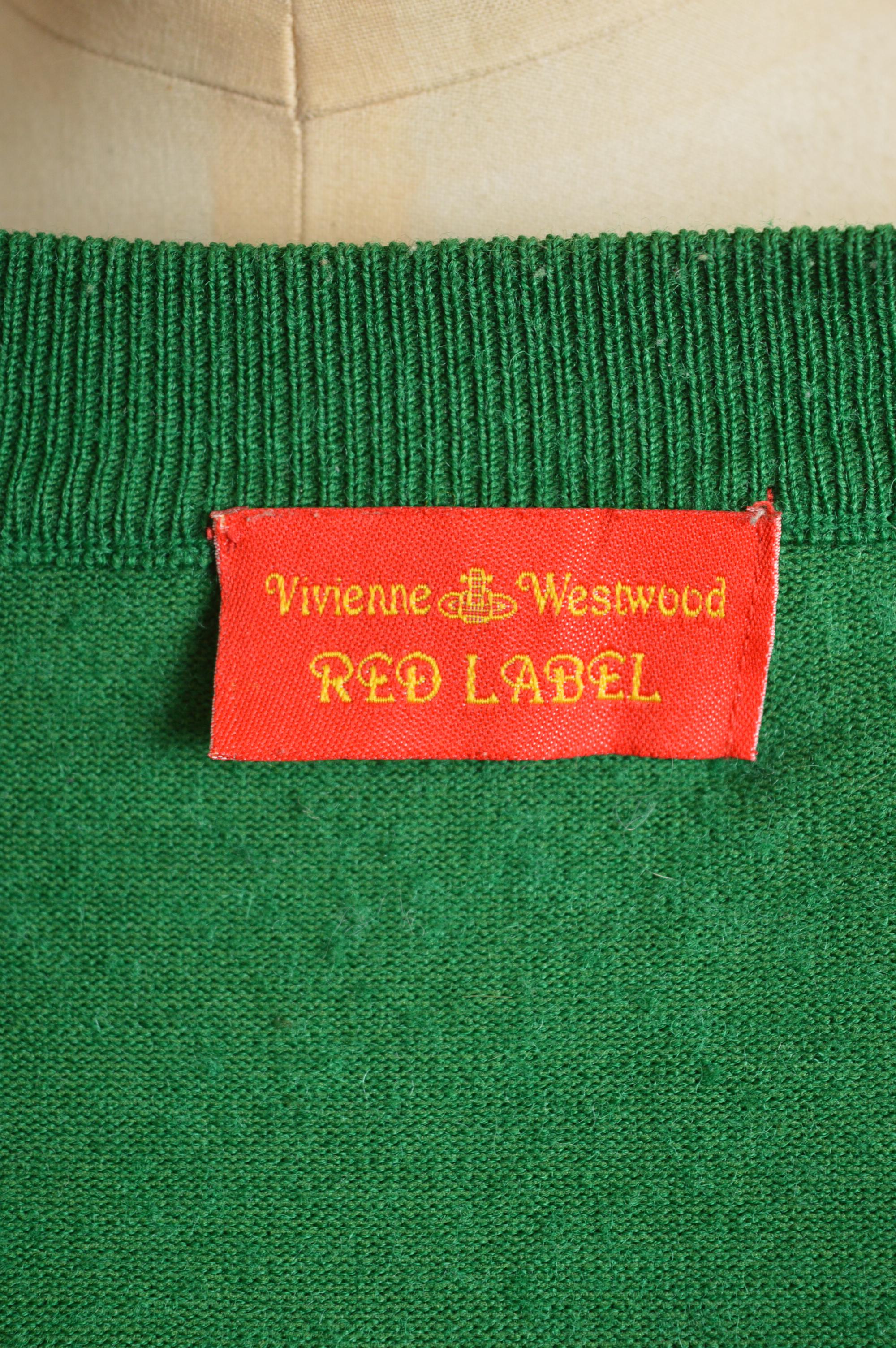 2000's Greene Westwood Leafy Green Cropped Micro knit Orb Cardigan - Crop Top en vente 7