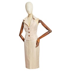 S.S. 2004 Vivienne Westwood Gilet e Gonna a matita in bianco e champagne