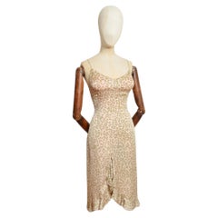 1990’s CHLOÉ by Stella McCartney Silk Floral Leopard print Ruffle slip dress