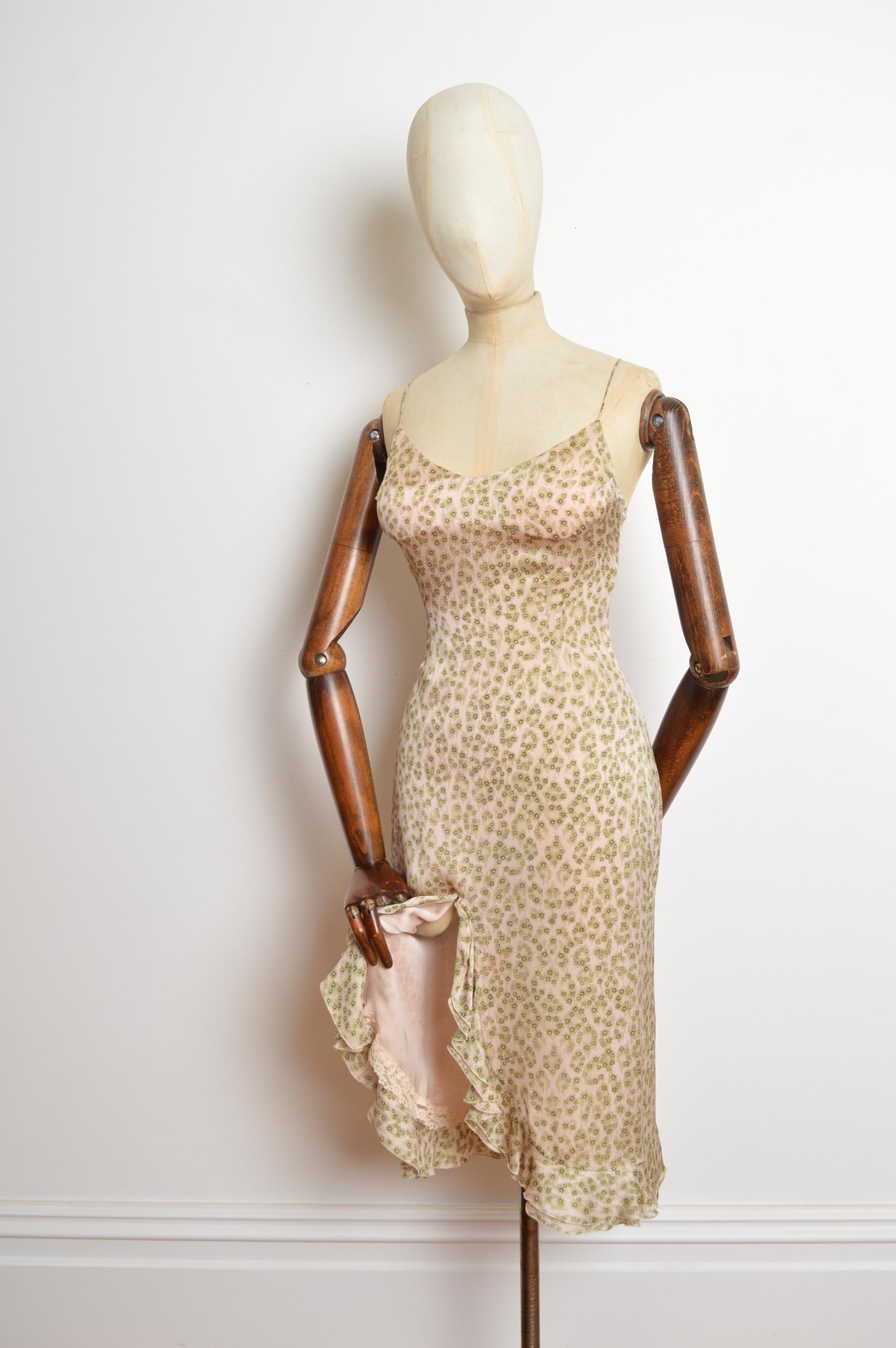 1990 - CHLOÉ by Stella McCartney - Robe à volants en soie à fleurs et imprimé léopard Bon état - En vente à Sheffield, GB