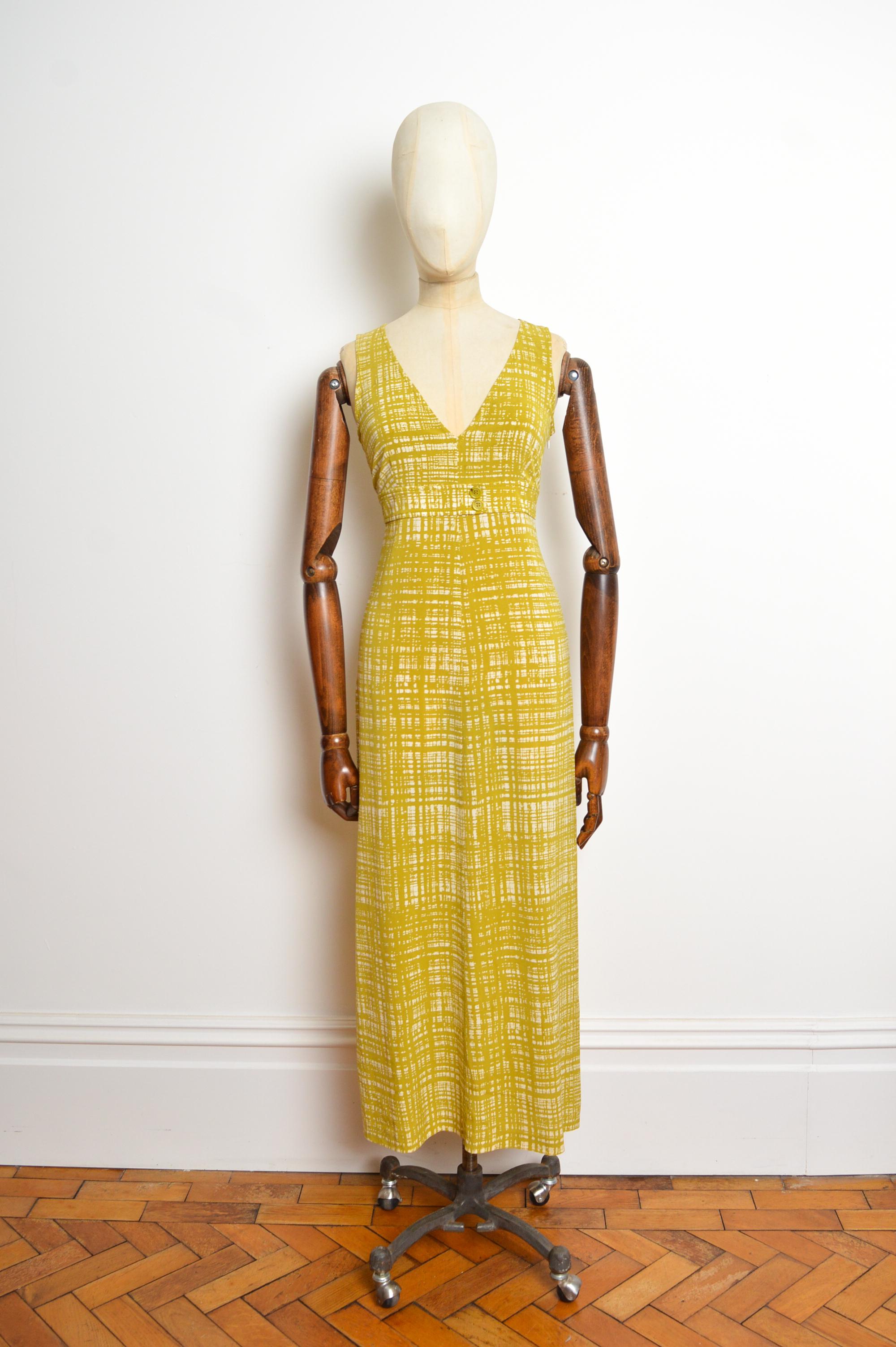 Frühjahr 1996 PRADA Chartreuse Grün Seide Abstrakt Druck Maxikleid im Angebot 6
