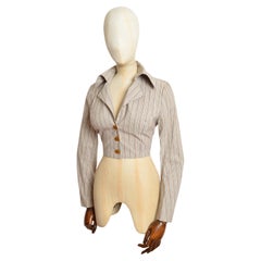 1990’s Vivienne Westwood Pin Striped Cropped Fitted linen striped Jacket