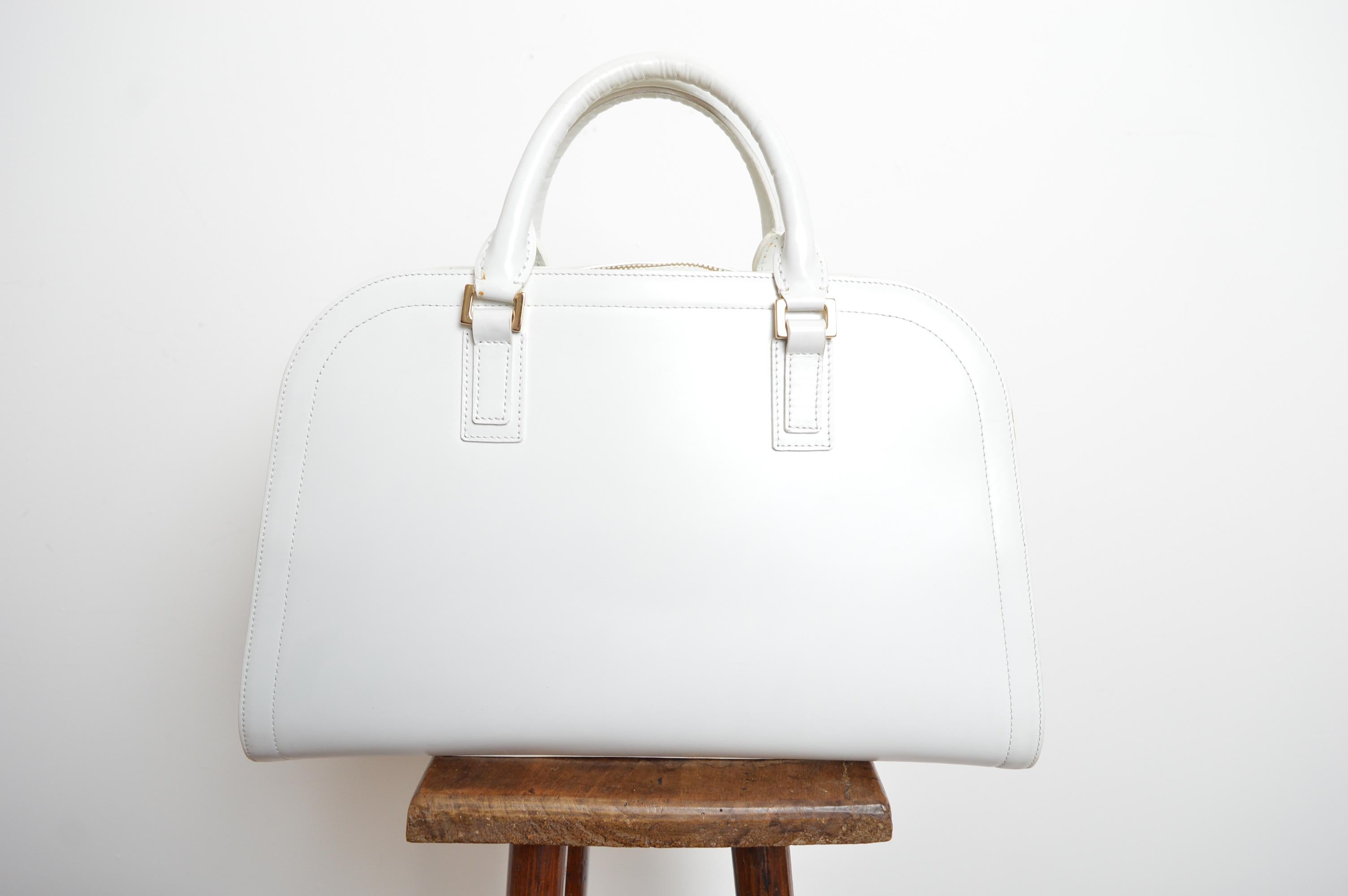 CÉLINE by Michael Kors Triomphe Weiße Tasche mit großem Henkel aus Leder / Handtasche im Angebot 7