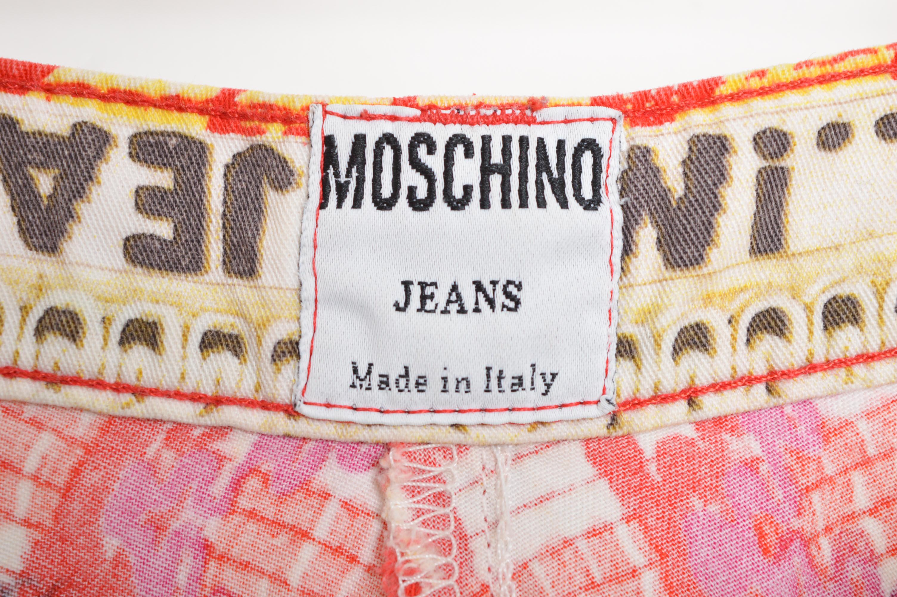 90er Vintage By Franco Moschino Buntes abstraktes Muster Hochtaillierte Hosen Jeans im Angebot 7