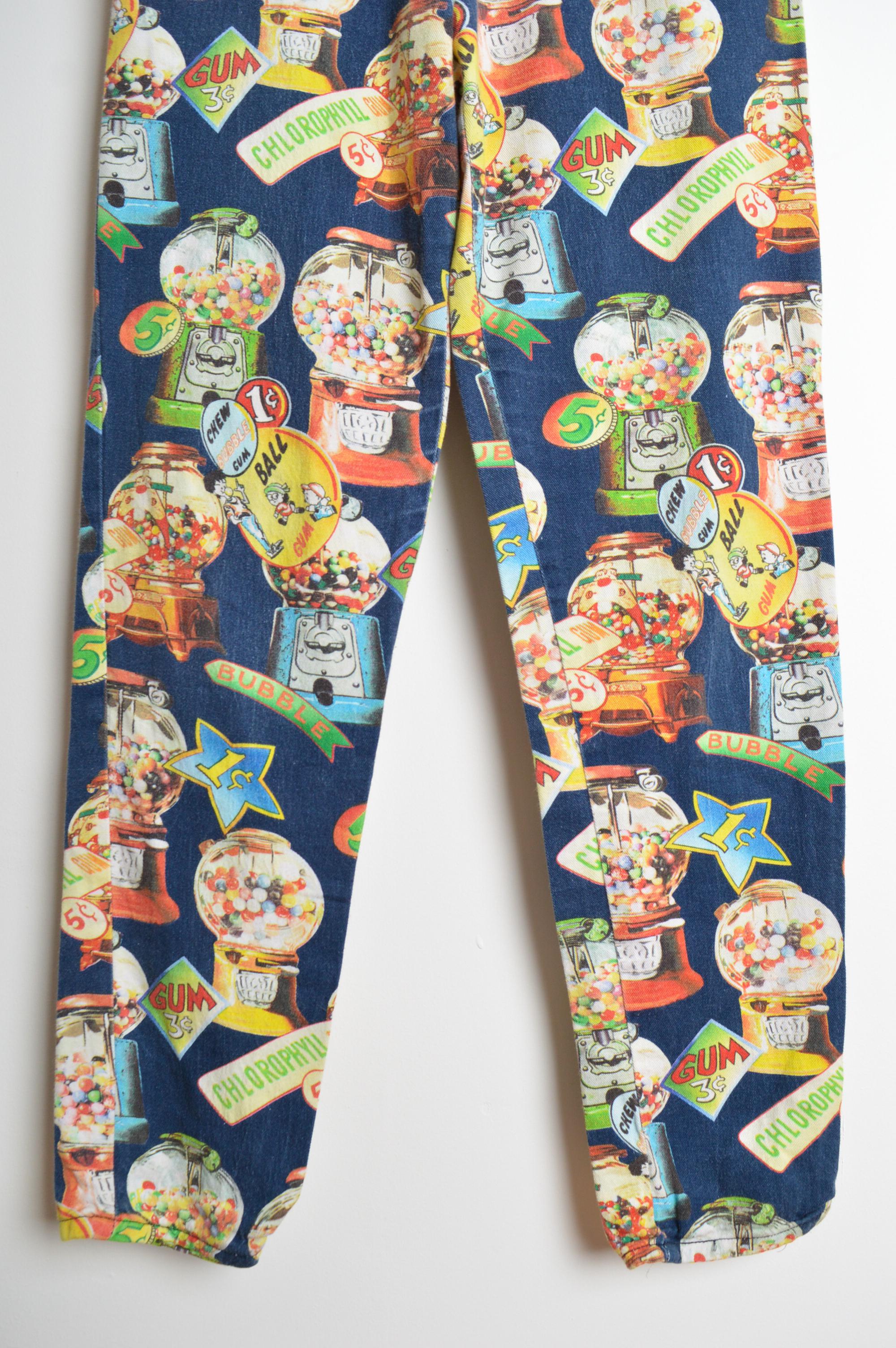 Loud 1990's COTTONADE Colorful Bubble Gum Pinball Pattern Jeans Pour femmes en vente