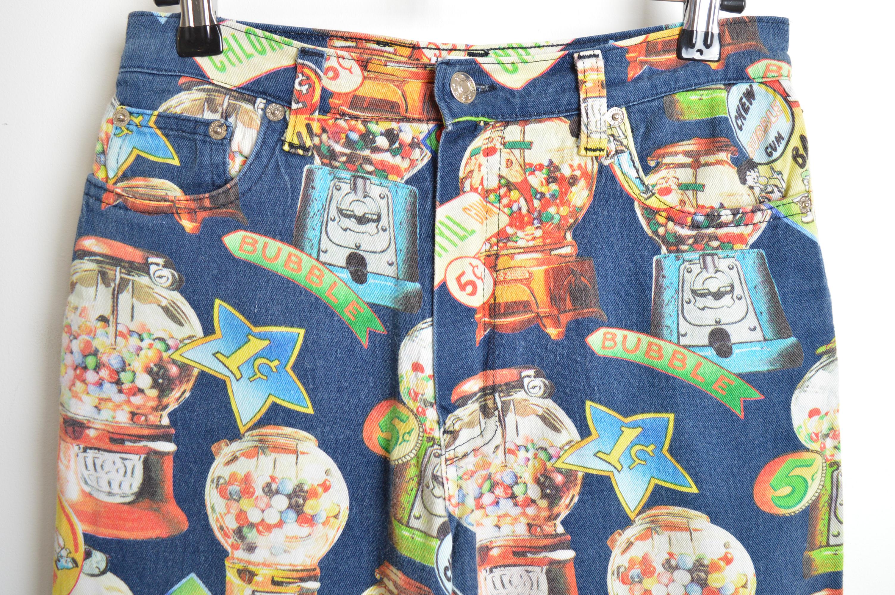 Loud 1990's COTTONADE Colorful Bubble Gum Pinball Pattern Jeans Bon état - En vente à Sheffield, GB