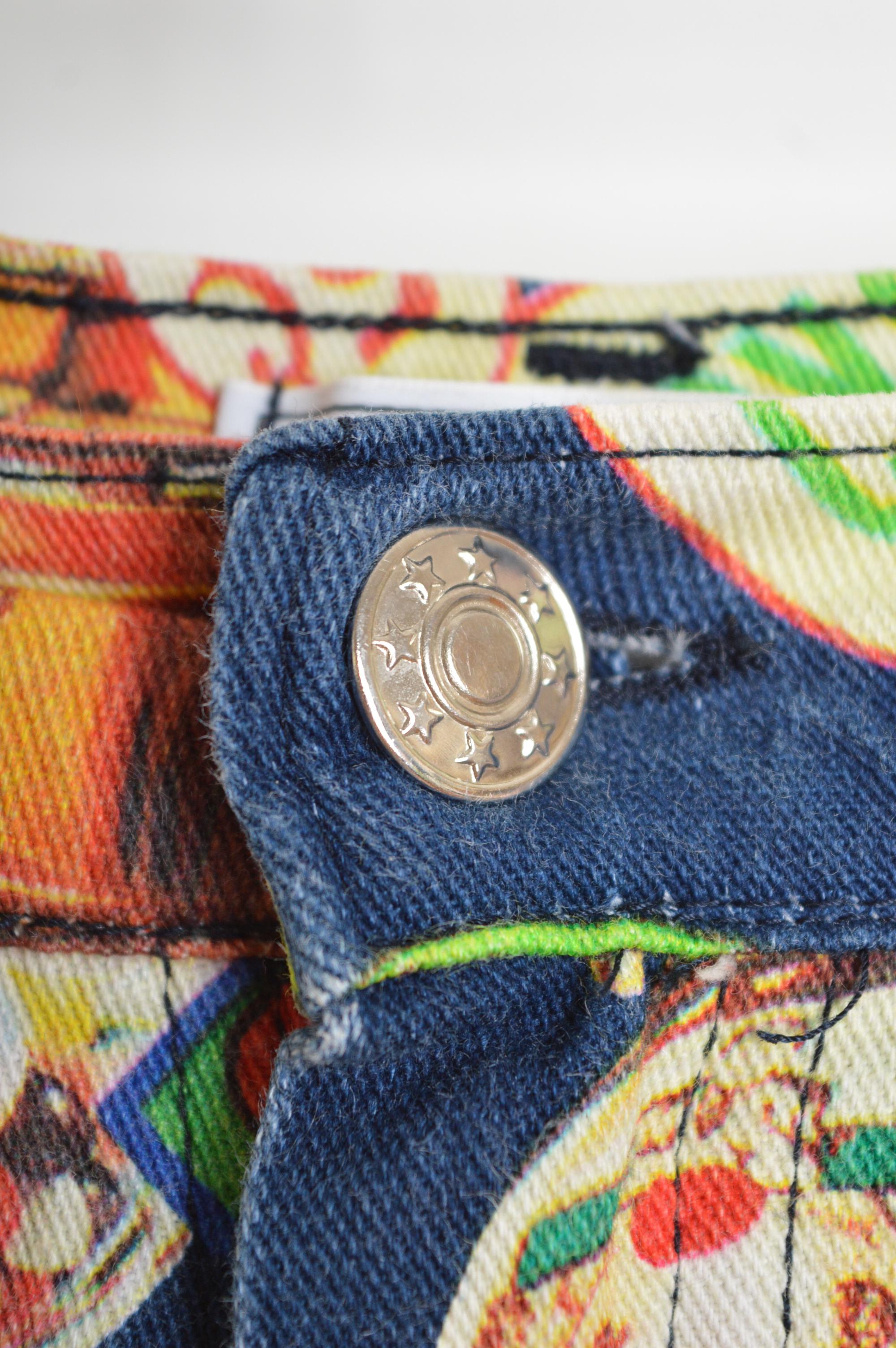 Loud 1990's COTTONADE Colorful Bubble Gum Pinball Pattern Jeans en vente 3