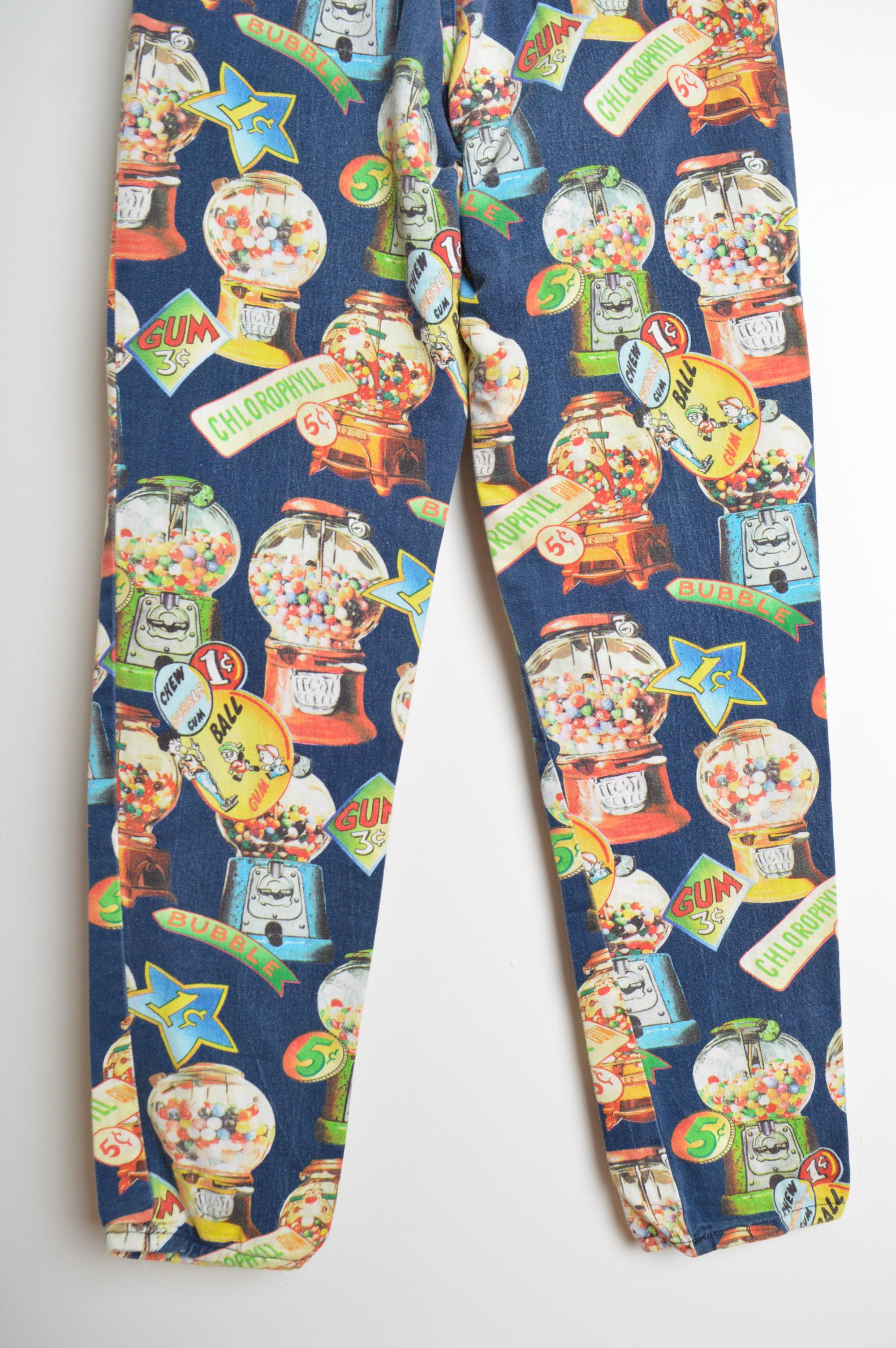 Loud 1990's COTTONADE Colorful Bubble Gum Pinball Pattern Jeans en vente 7