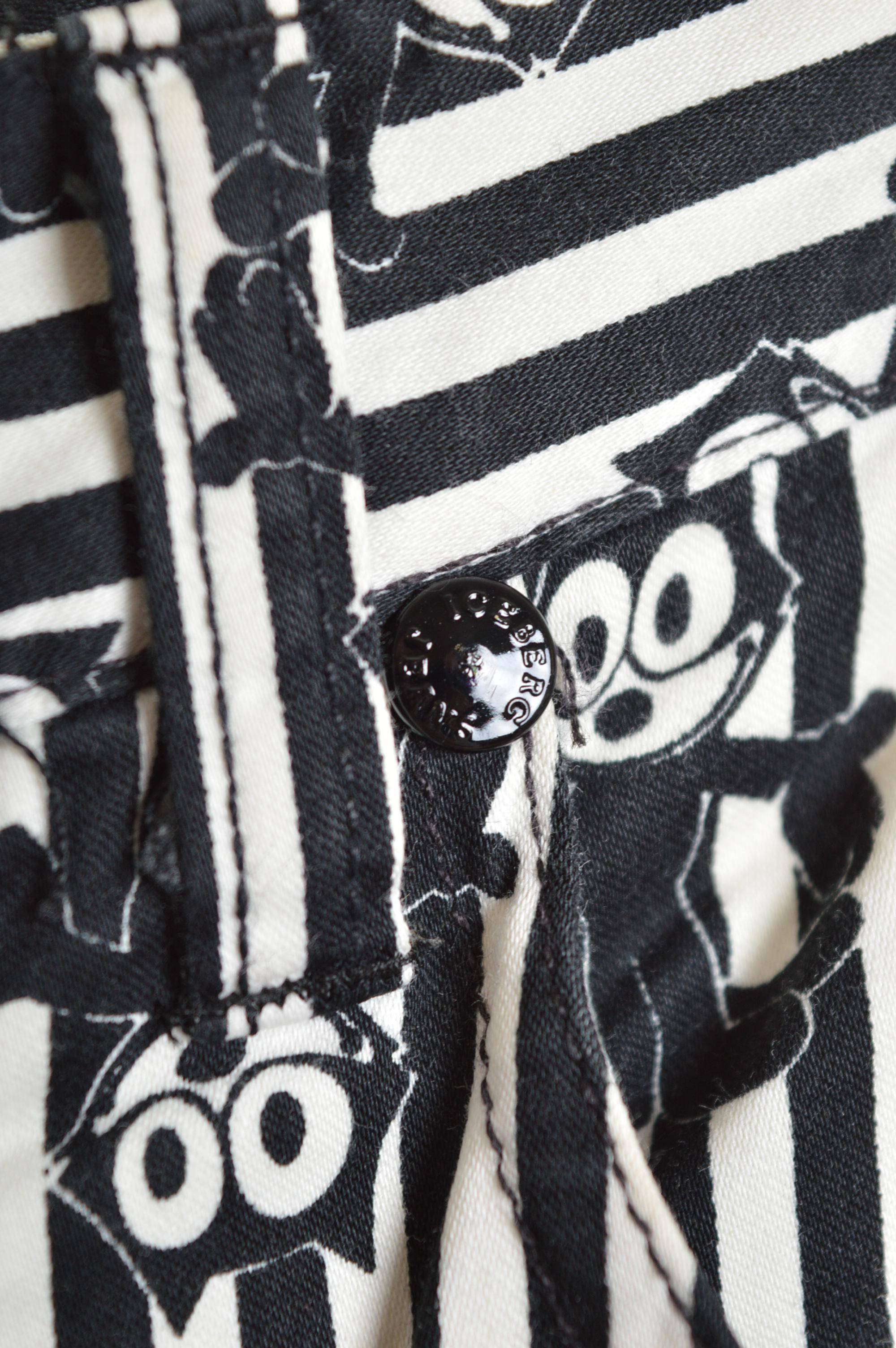 1990's Felix the House Cat Cartoon Print Jeans - Pinstriped Pants en vente 1