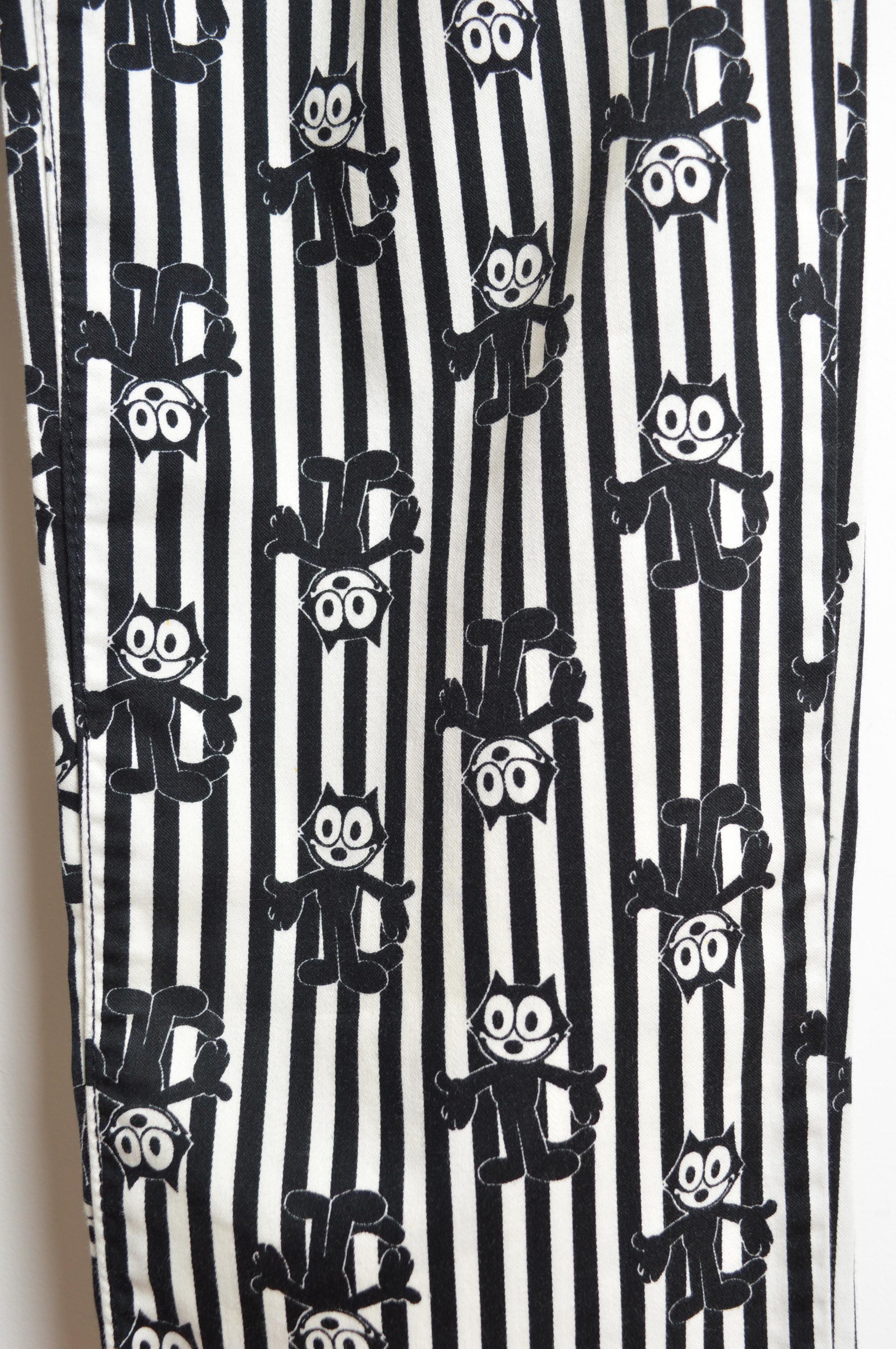 1990's Felix the House Cat Cartoon Print Jeans - Pinstriped Pants en vente 3