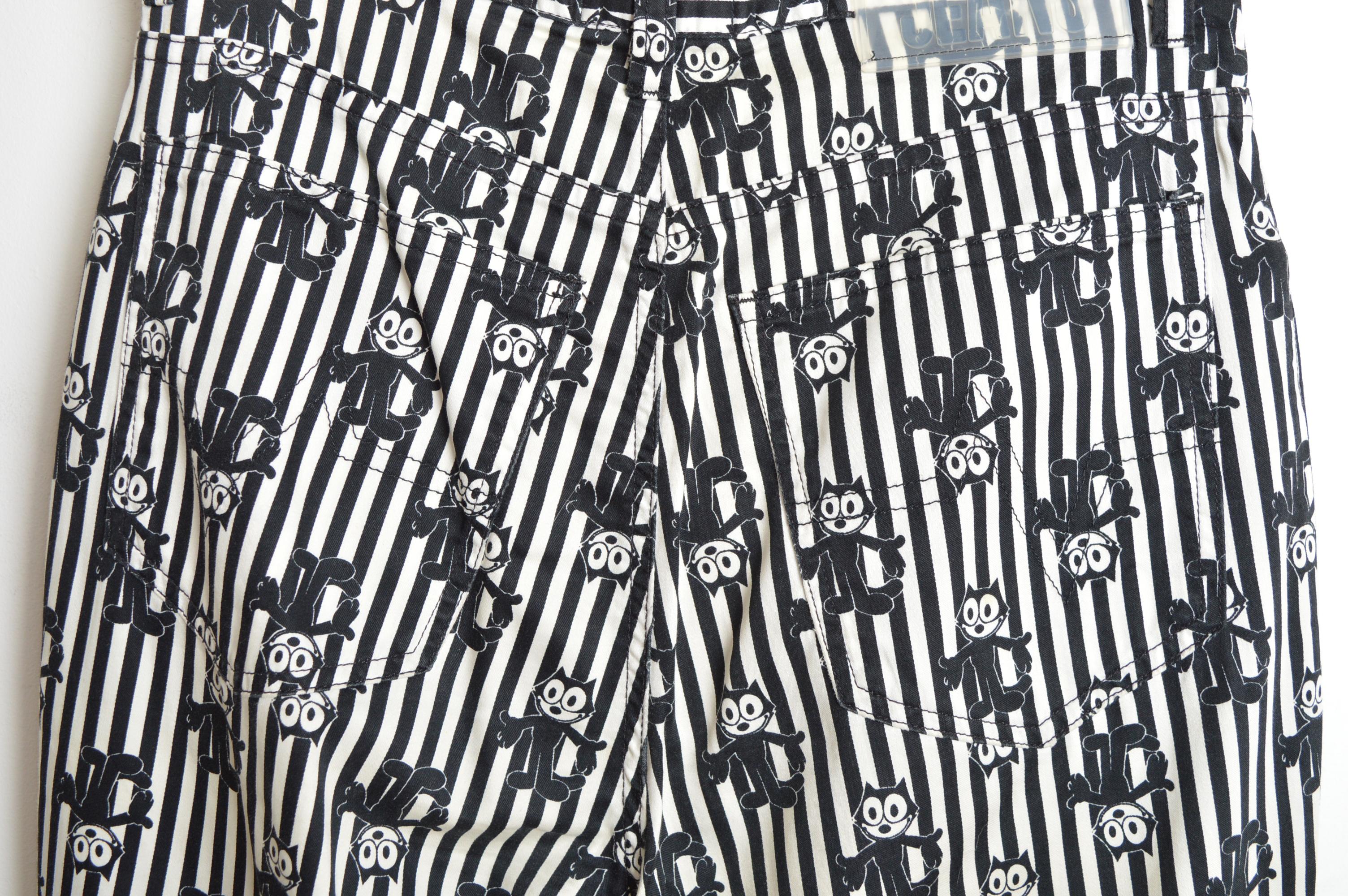 1990's Felix the House Cat Cartoon Print Jeans - Pinstriped Pants en vente 7
