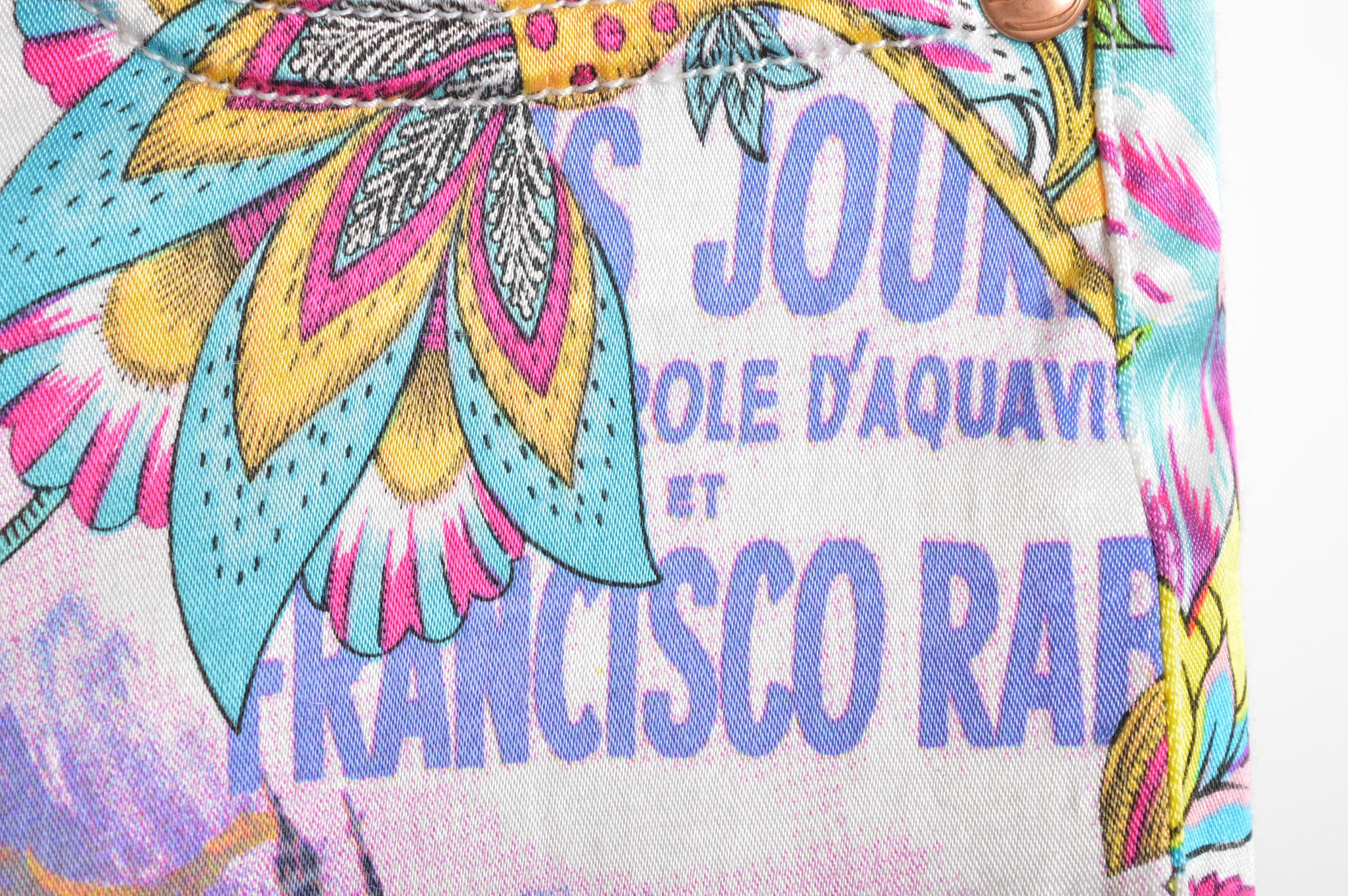 Pantalones vaqueros de satén Christian Lacroix de los años 90 con estampado de colores neón vibrantes en venta 6
