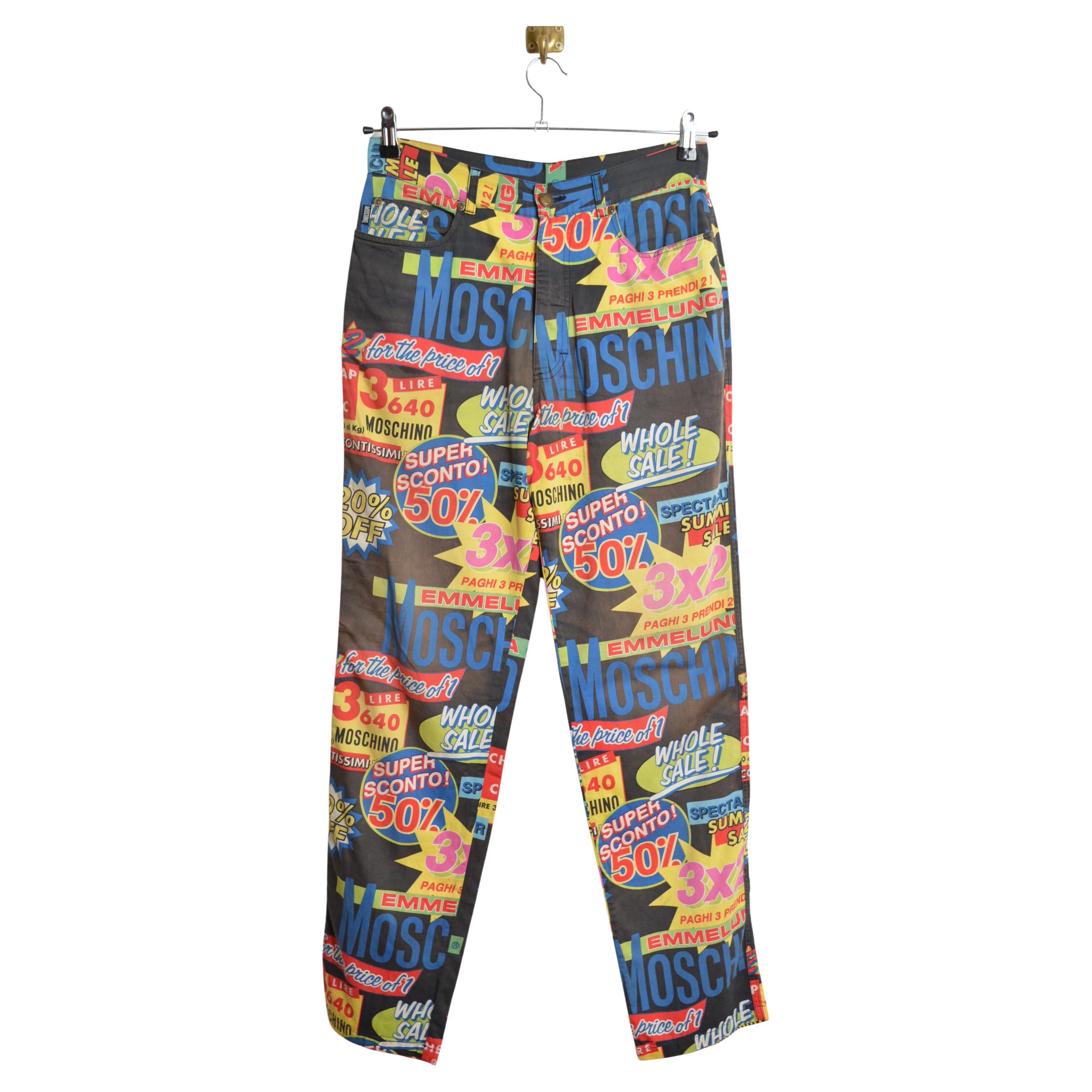 Raro Vintage Franco Moschino Descuento Supermercado Vaqueros Coloridos