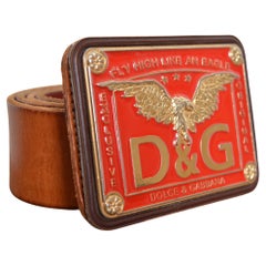 Cintura trucker anni 2000 DOLCE & GABBANA stile western in pelle e smalto rosso