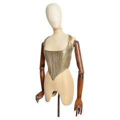 1970s Glam Rock Gold lamé Metallic Pointed boned Vintage Corset