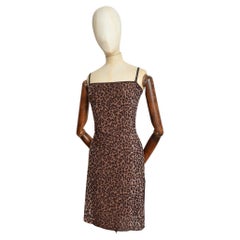 Early 90s Dolce & Gabbana leopard print strappy slip dress
