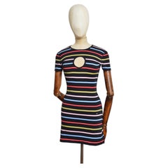 S/S 2023 Sonia Rykiel cotton rainbow striped mini cut out dress