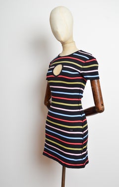 S/S 2023 Sonia Rykiel cotton rainbow striped mini cut out dress