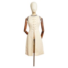 1970’s Louis Feraud Cream Beaded Sleeveless Kurti Tunic Dress
