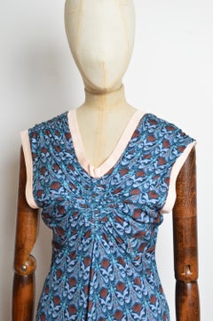 CHLOÉ liberty print pleated blue dress atelier sample - Prototype Tea dress