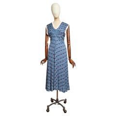 CHLOÉ liberty print pleated blue dress atelier sample - Prototype Tea dress