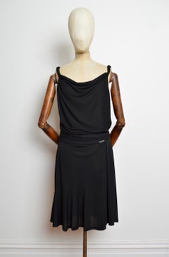 2007 John Galliano Backless Vintage Black draped Jersey evening cocktail dress