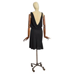 2007 John Galliano Backless Vintage Black draped Jersey evening cocktail dress