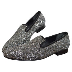 Louis Leeman Handmade Rhinestone Mocassin Silver Swarovski Crystal Loafers Shoes