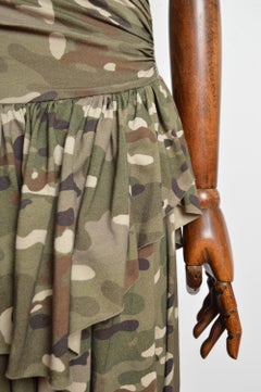 Vaquera S/S 2024 Asymetric One shoulder Ruffled Camouflage Layered Mini Dress