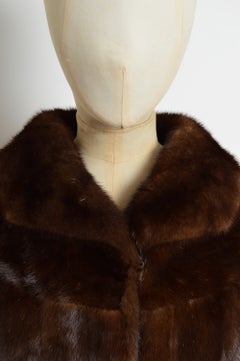 Classic Chocolate Brown Vintage Mink Fur Short Boxy Coat - Jacket