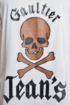 1990’s JPG Jean Paul Gaultier White Skull & Cross bones Slogan Tee - T-Shirt