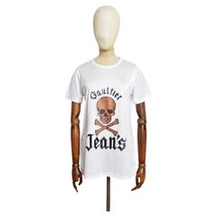 1990’s JPG Jean Paul Gaultier White Skull & Cross bones Slogan Tee - T-Shirt