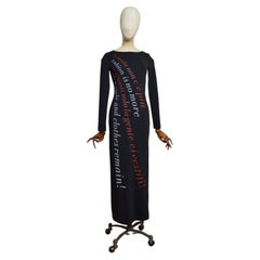 2000’s Moschino vintage Long Sleeve Black Slogan Red Writing Maxi Dress